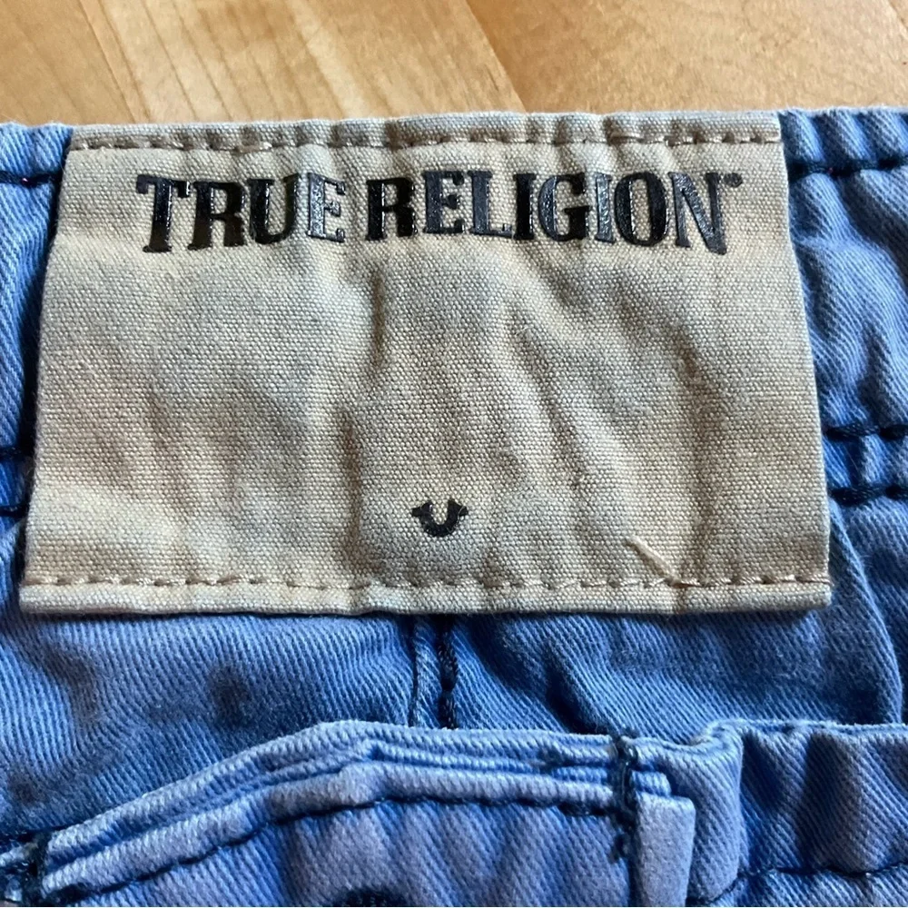 True Religion Big T Cargo Shorts Mens 42 Blue Baggy Y2K Streetwear